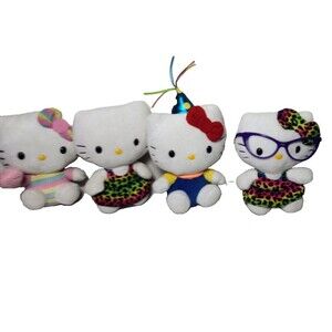 Lot of 4 TY Hello Kitty Plush Toys 6" 2014 2015 by Sanrio